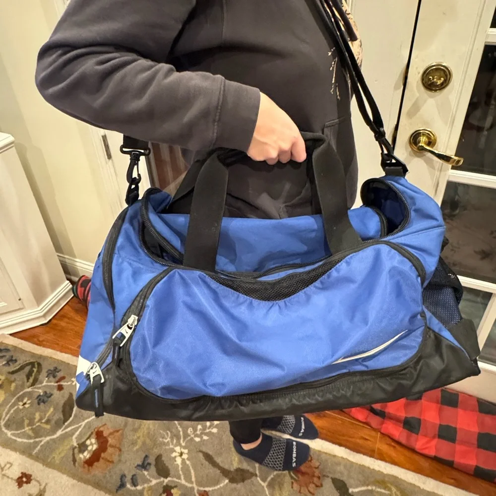 Nike Blue and Black Duffel Bag